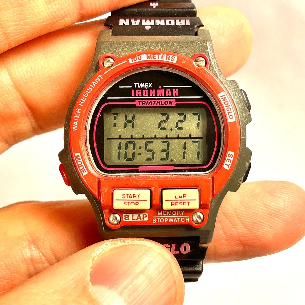 RARE Timex Ironman Triathlon Ladies/Womens/Unisex Watch Red INDIGLO Vintage